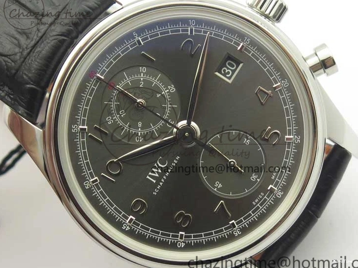 MIROTIME 0308 Portuguese Chrono SS ZF 1:1 Best Edition Gray Dial SS On Black Leather Strap A ZipUp 7215